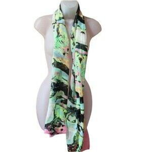 Divided Physcdelic Print Sheer Wrap Scarf Sarong Hair Scarf